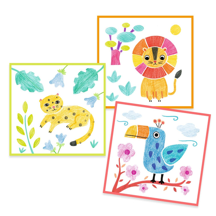 Djeco - KLEUREN - 3 sjablonen, 1 afbeelding - FSC MIX