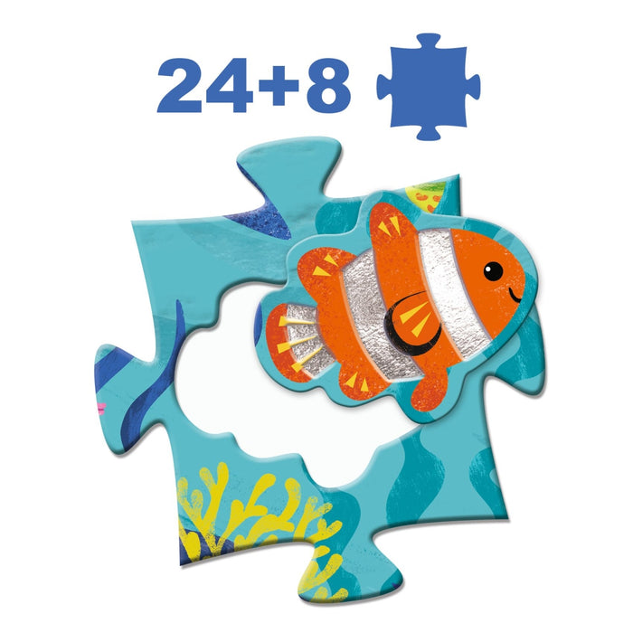 Djeco - REUZEPUZZEL - onder de zee 24 + 8 stuks - FSC MIX