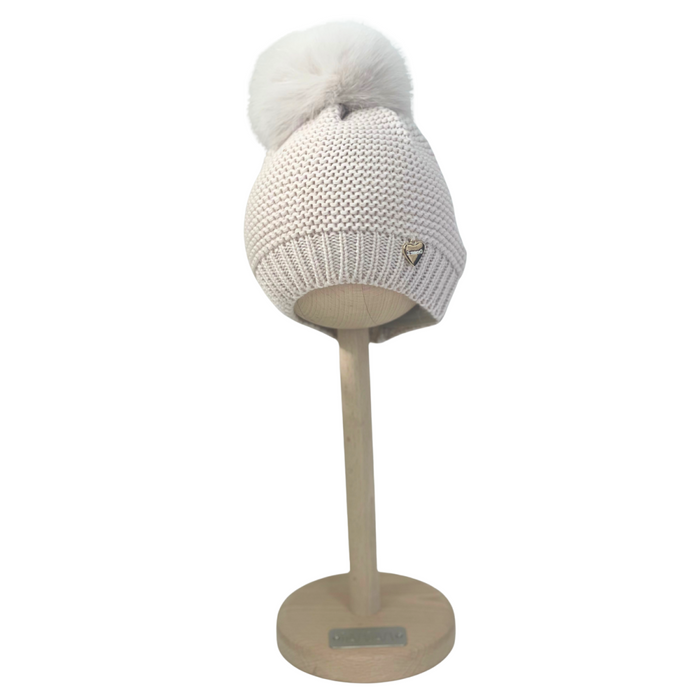 Il Trenino - Wollen muts met pompon - Lichtbeige