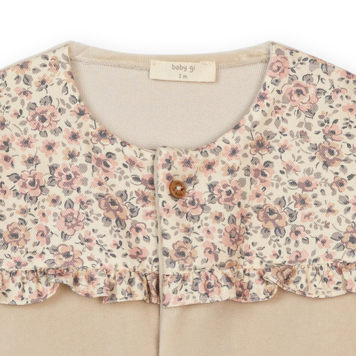 Baby Gi - Taupe fairy footie with front buttons
