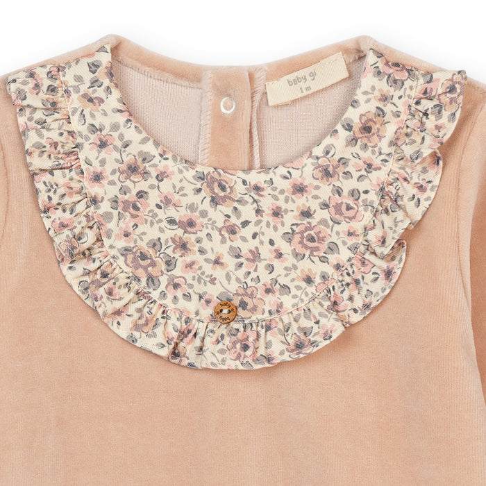 Baby Gi - Babypakje fairy velours with flowers - Pastel Pink