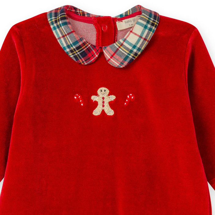 Baby Gi - Babypakje velours Gingerbread - Red