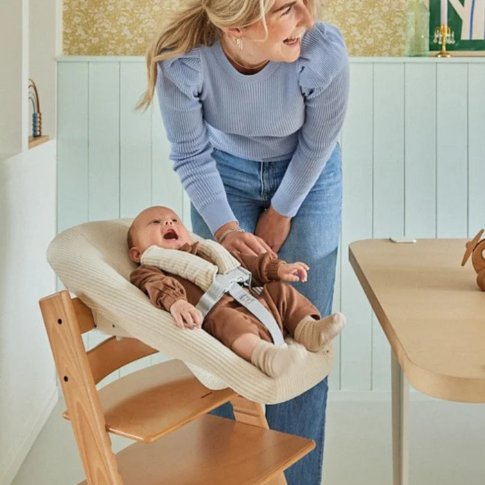 Ditishoudt - Tripp Trapp newbornhoes - Rib Light sand + gordelpads