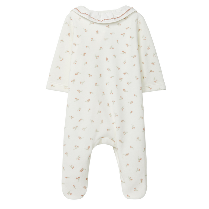 Laranjinha - Babypakje in wit velours met blaadje