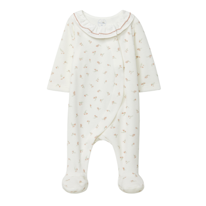 Laranjinha - Babypakje in wit velours met blaadje