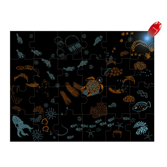 Janod - Puzzel Tactile - Magische lamp - De oceaan