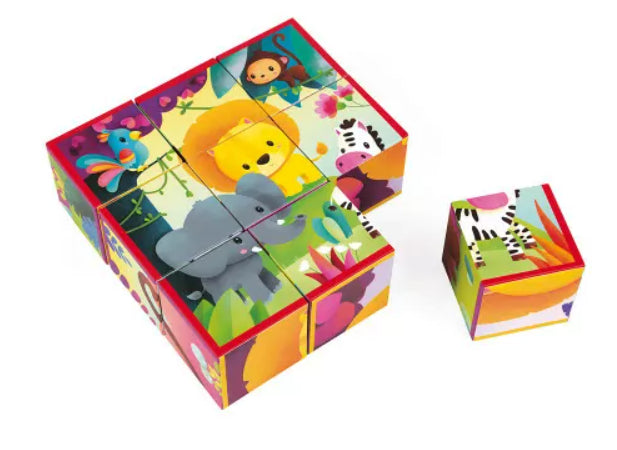 Janod - Kubkid - 9 Cubes Jungle Dieren