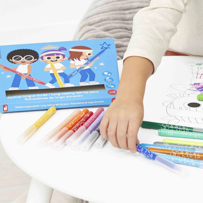 Janod - Duurzame viltstiften 18 stuks