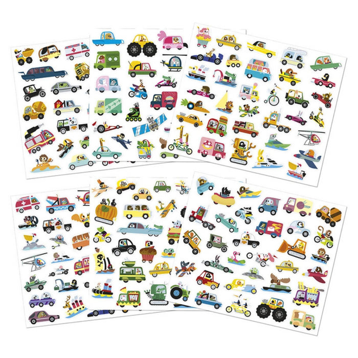 Janod - 200 stickers en vellen – voertuigen