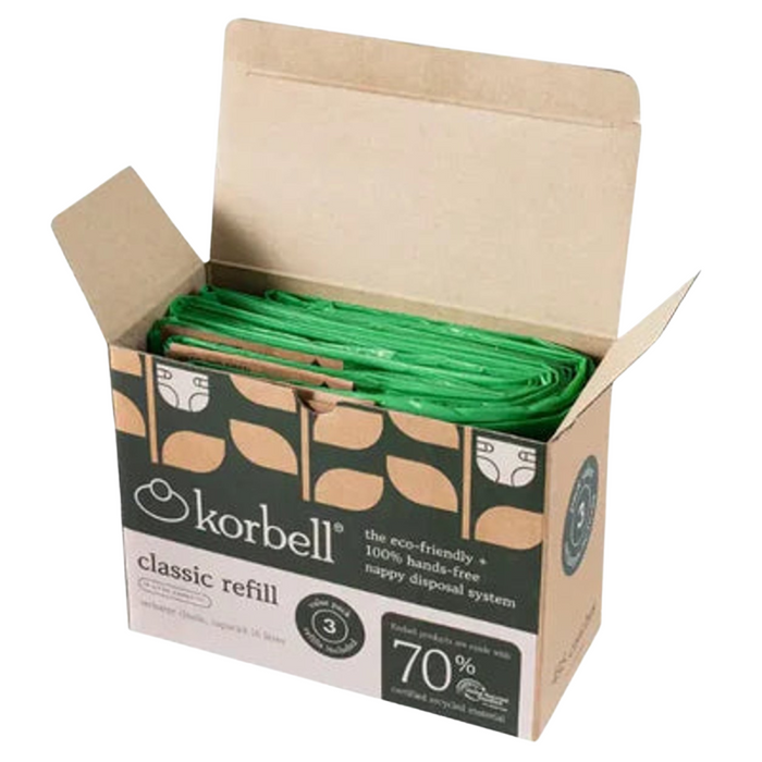 Korbell - REFILL CLASSIC 3-pack liners (16 liter bin - 495 nappies/liner)