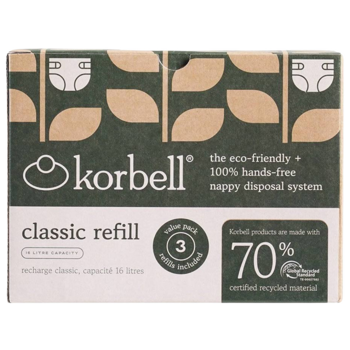 Korbell - REFILL CLASSIC 3-pack liners (16 liter bin - 495 nappies/liner)