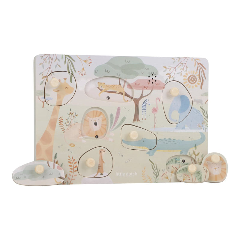Little Dutch - Geluidenpuzzel hout - Safari Friends