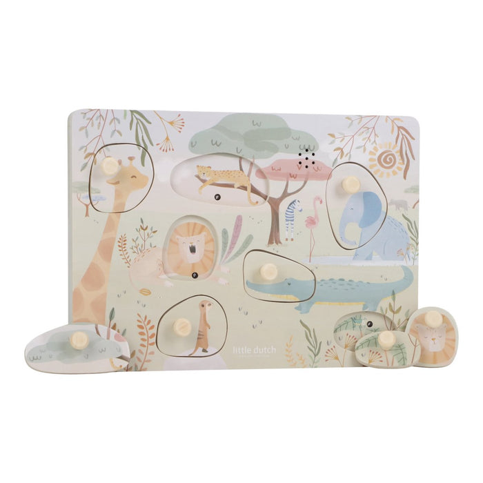 Little Dutch - Geluidenpuzzel hout - Safari Friends
