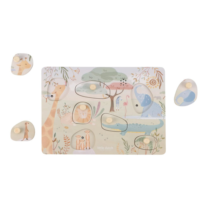 Little Dutch - Geluidenpuzzel hout - Safari Friends