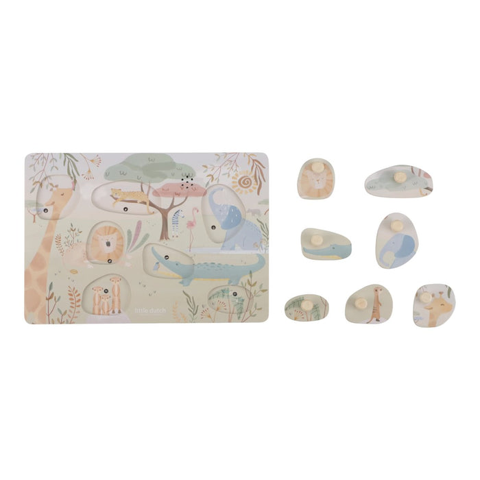 Little Dutch - Geluidenpuzzel hout - Safari Friends