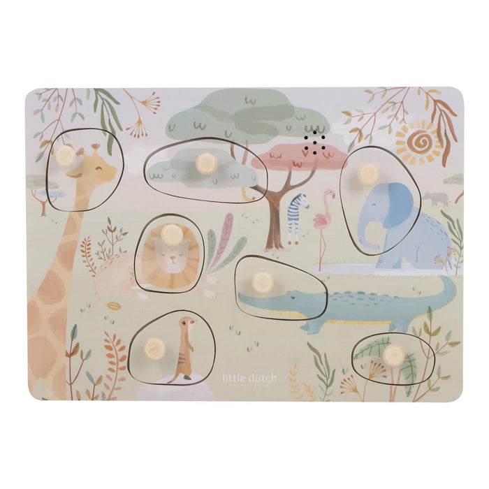 Little Dutch - Geluidenpuzzel hout - Safari Friends