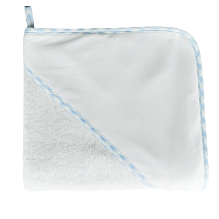 Living Nature - Kaphanddoek met biesje - Wit/blauw (80x80)