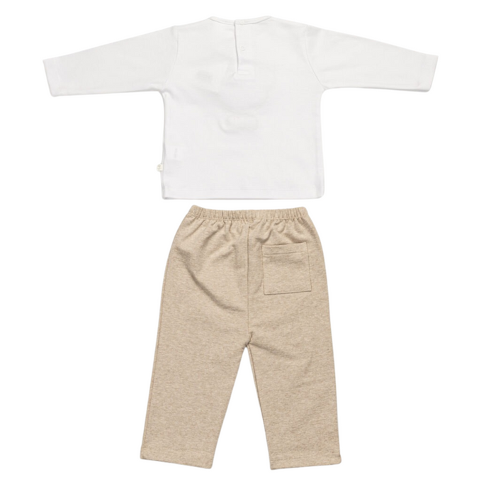 Living Nature - Pyjama 2-delig César - Wit/Camel