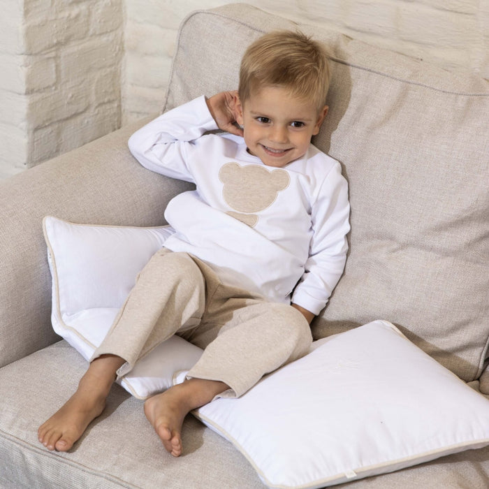 Living Nature - Pyjama 2-delig César - Wit/Camel