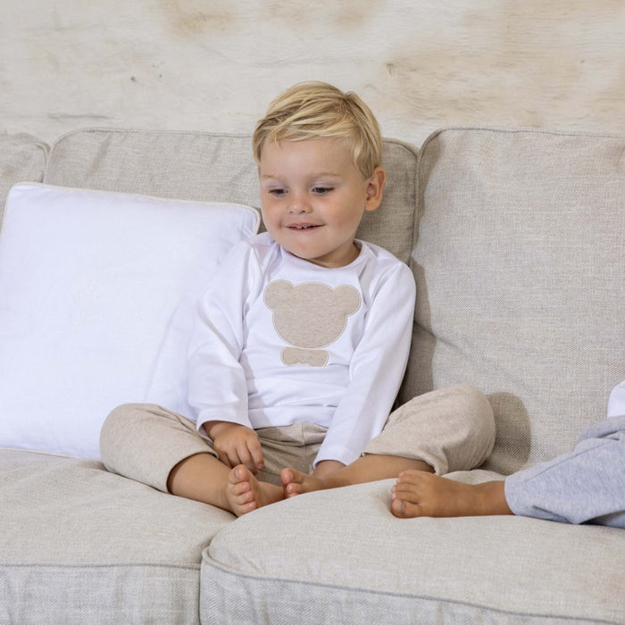 Living Nature - Pyjama 2-delig César - Wit/Camel