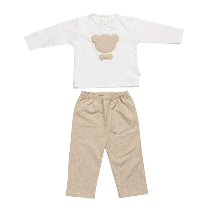 Living Nature - Pyjama 2-delig César - Wit/Camel