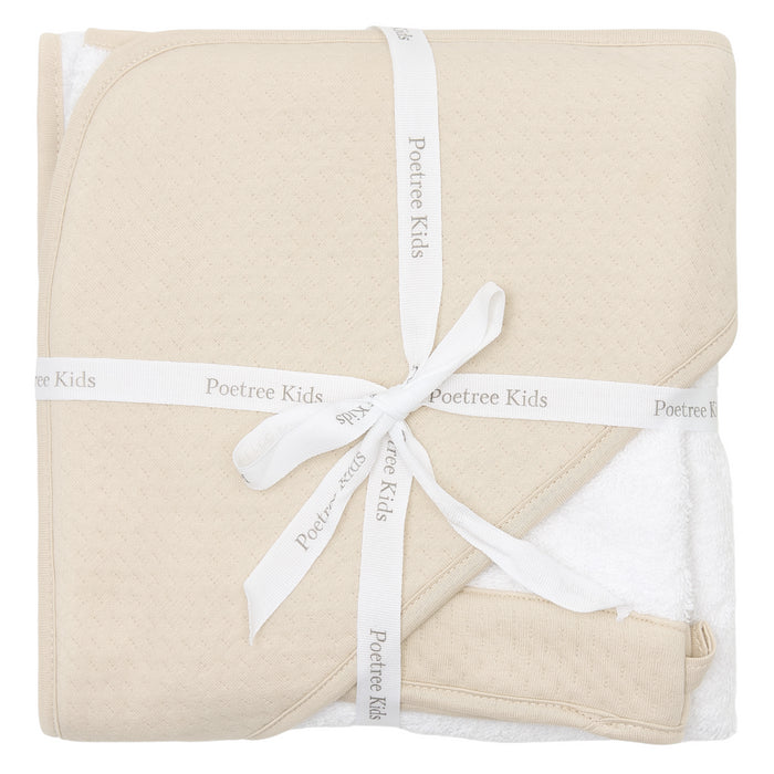Poetree - Little Voyager - Badcape & washandje Beige
