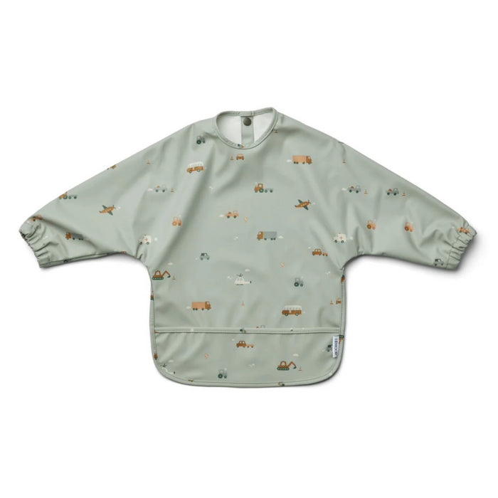 Liewood - Merle Printed Cape Bib - Vehicles/dove blue mix