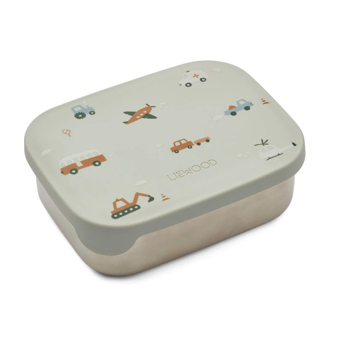 Liewood - Arthur steel lunchbox - Vehicles/dove blue mix