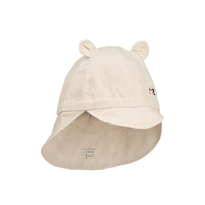 Liewood - Gorm Linen Sun Hat With Ears - Panda/Sandy