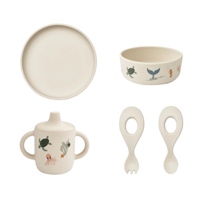 Liewood - Ryle Printed Tableware Set - Sea creature / Sandy