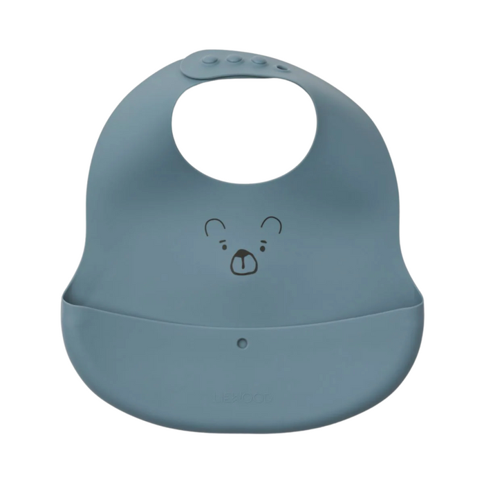 Liewood - Ember Printed Bib 2-pack - Mr Bear dove blue / whale blue