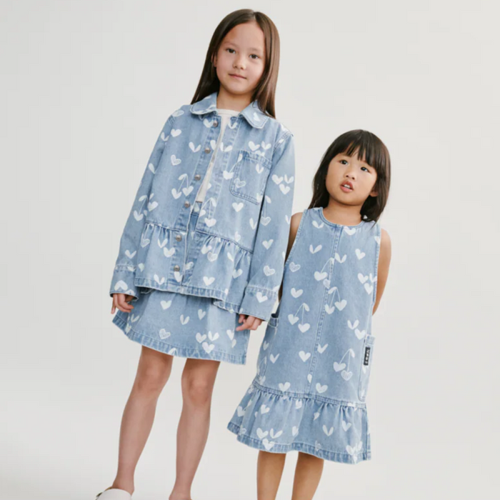 Liewood - Angelica Printed Denim frill Dress - Sweethearts / light blue denim