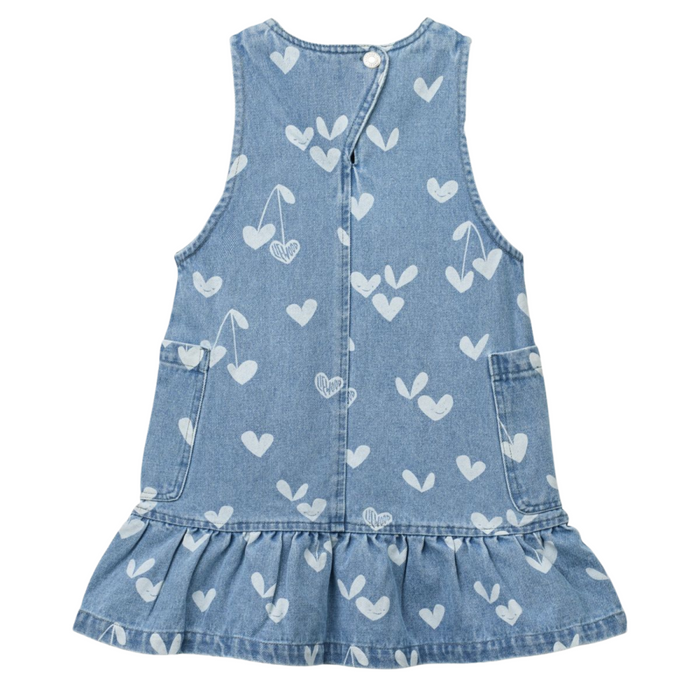 Liewood - Angelica Printed Denim frill Dress - Sweethearts / Denim