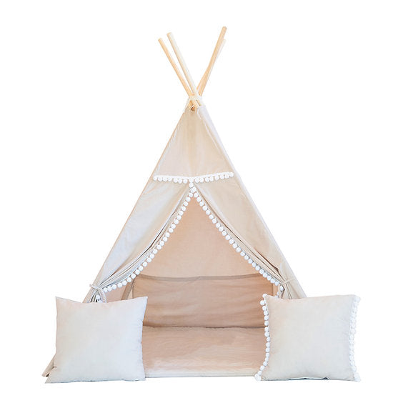 Moje - Moje. Tipi tent Latte (met pompons)