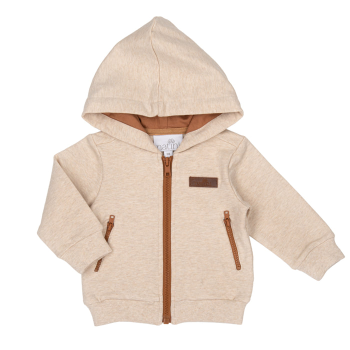 Natini - Hoodie met rits Lichtbeige