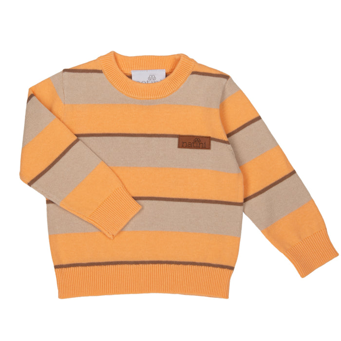 Natini - Pull stripes met beige en oranje