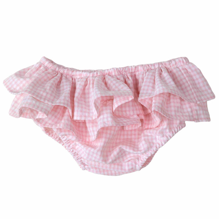 Baby Gi - Bloomer met frul in roze vichy