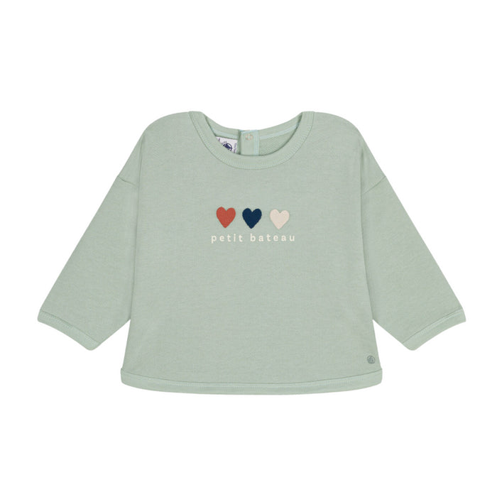 Petit Bateau - Sweater hearts mint