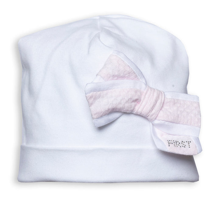 First - White and pink bonnet