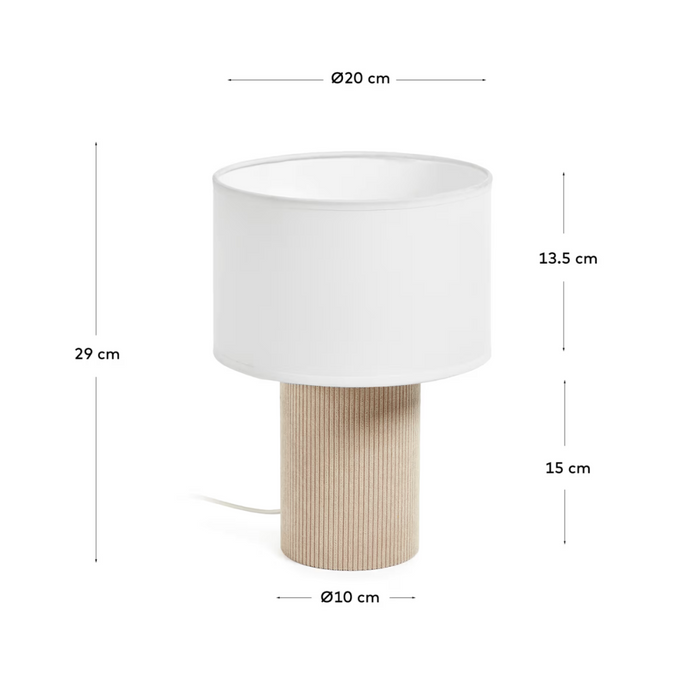 Kave Home - Bianella Corduroy tafellamp in beige