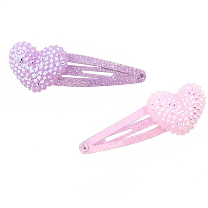 Great Pretenders Sparkle Heart Bobble Hairclips (2pc) pink/violet