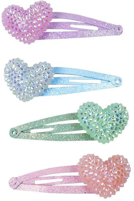Great Pretenders Sparkle Heart Bobble Hairclips (2pc) Green/Pink