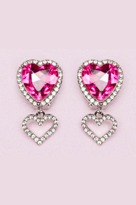 Great Pretenders Heart Jewel Clip on Earrings