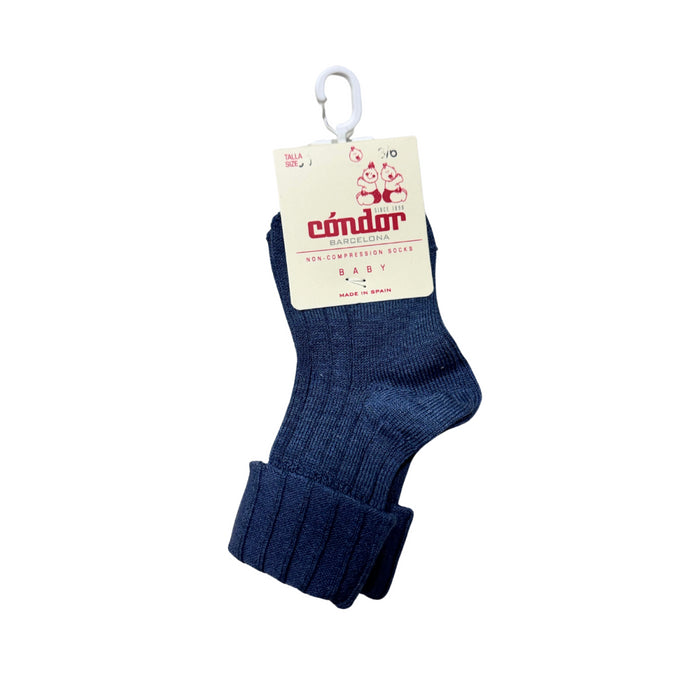 Condor - Rib socks with double-folded cuff blue