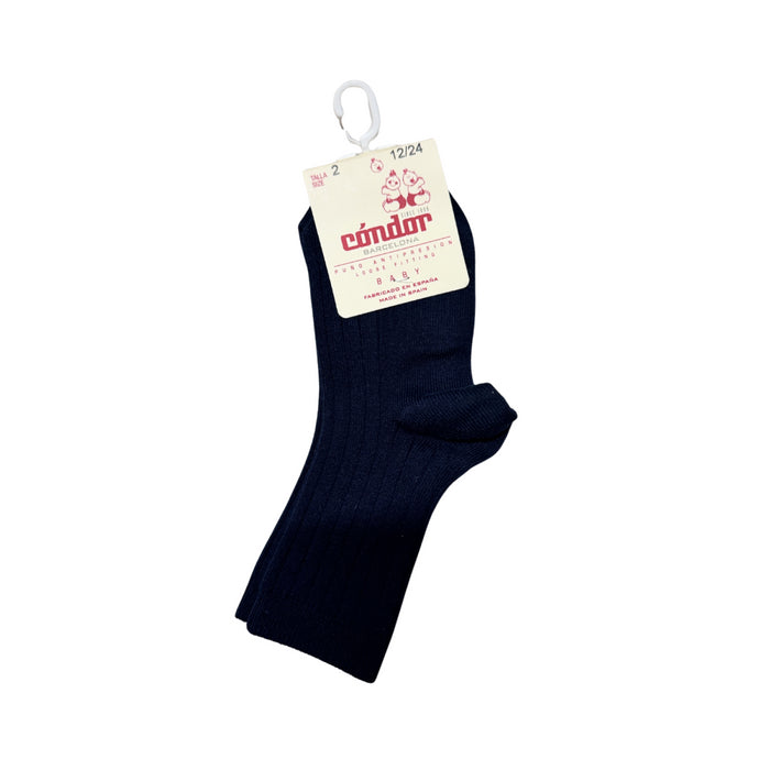 Condor - Basic rib short socks dark blue