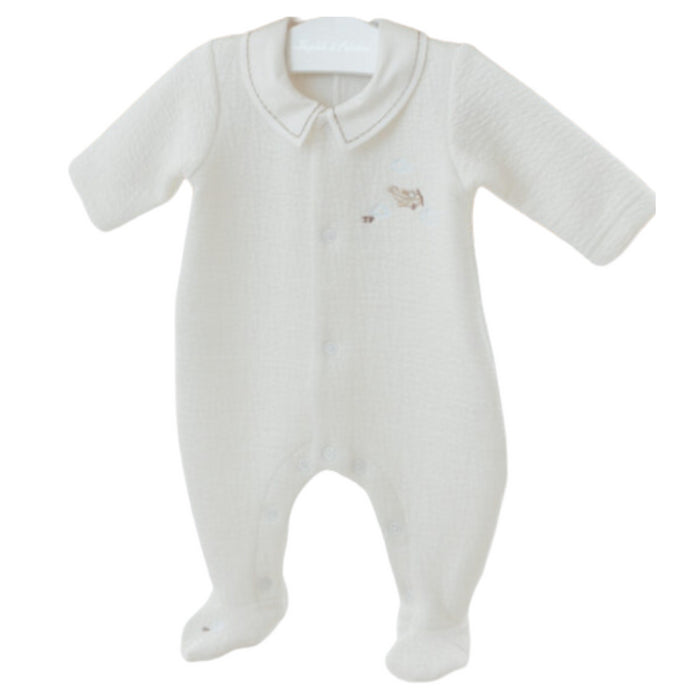 Théophile & Patachou - Casual baby uitzet - Kruippakje gewafeld vliegtuig -  Ivoor M:  1M