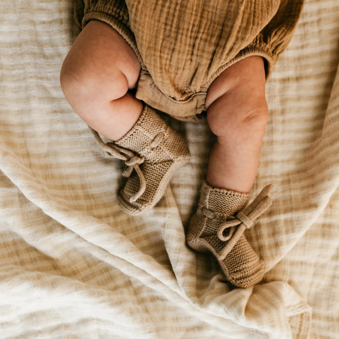 Hvid - Booties sand (0-9 maand)