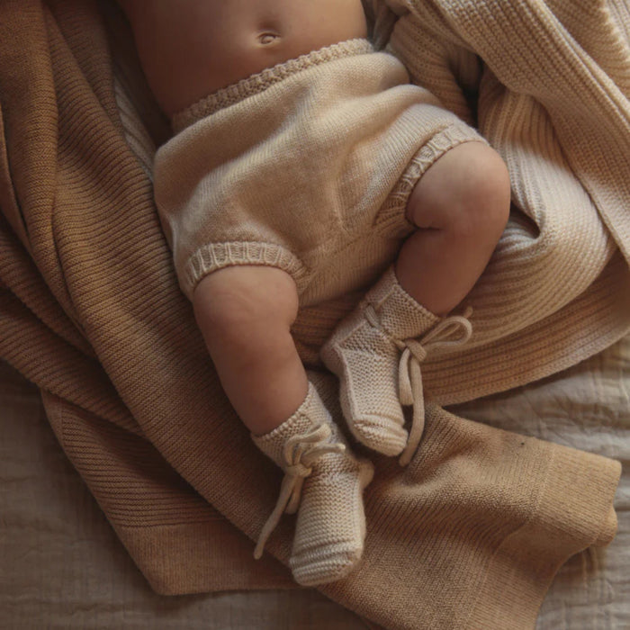 Hvid - Booties cream (0-9 maand)