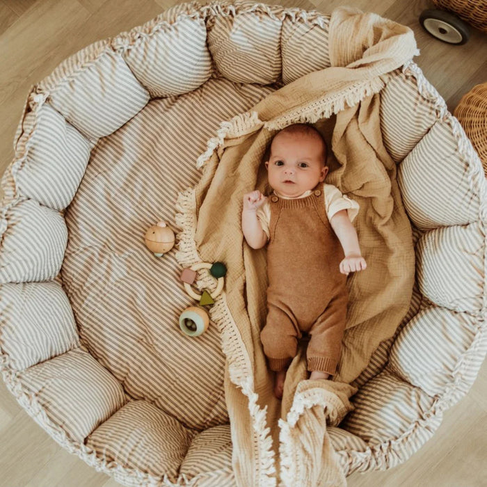 Play & Go - Bloom organic babyspeelkleed & cocon - stripes blue