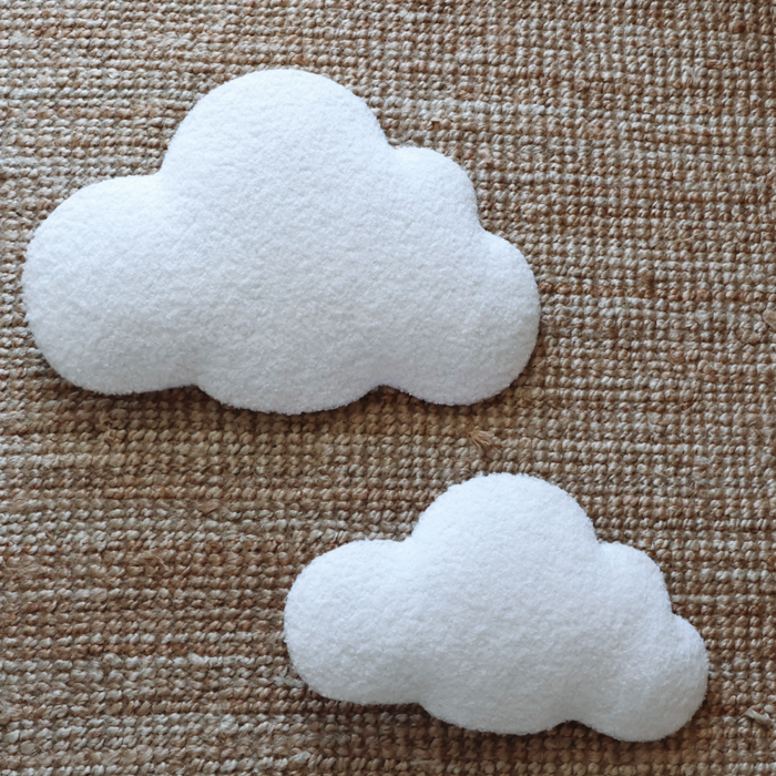 Little Loua - Bouclé Cloud wall deco Big (47cm) - With LED light, White